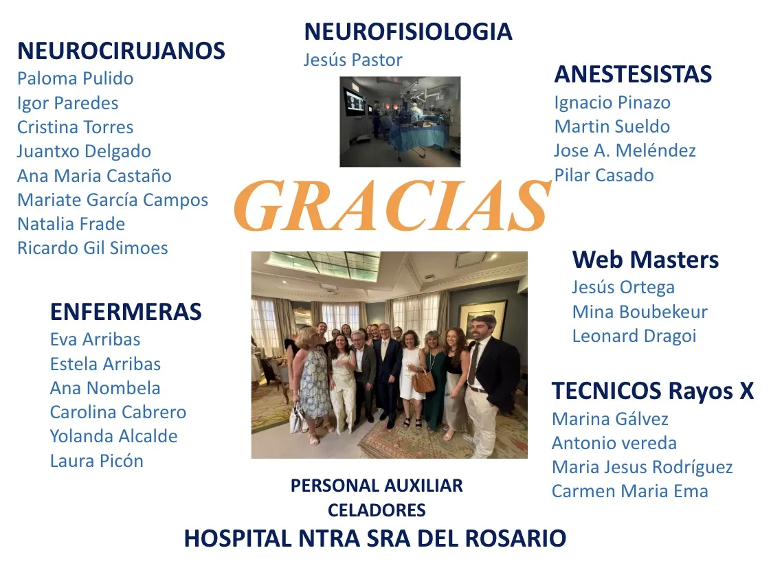 Figura 36.- Equipo del Servicio de Neurocirugía del Hospital Ntra. Sra. del Rosario: enfermería, técnicos de rayos X, neurocirujanos, neurofisiología, anestesia y personal auxiliar